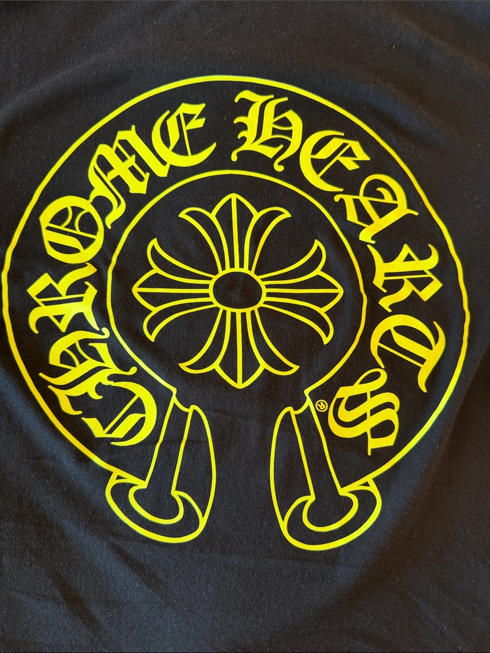 Chrome Hearts Black Tee with Neon Yellow Back Logo